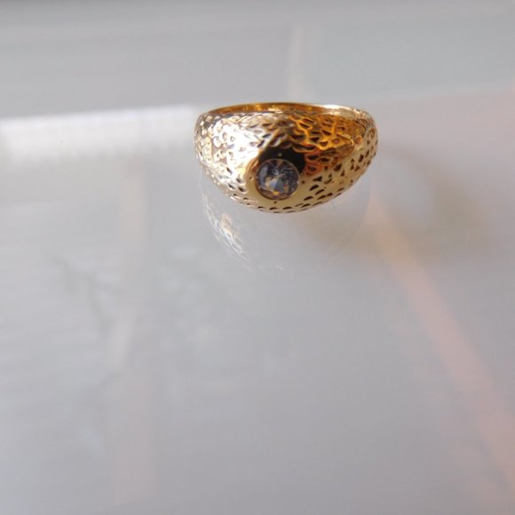 Vintage 1980 Man ring 10K yellow gold GR 9 set with a cubic zirconia - Picture 8 of 9
